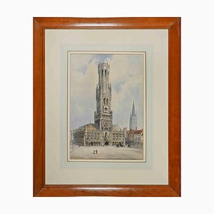 Albert Henry Findley, View of Belfry Bruges, Watercolor, Early 20th-Century-ZCI-1337100