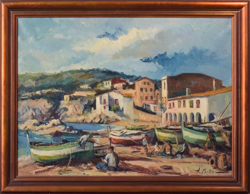 Alberto Muñoz Boquera, Calella De Palafrugell, 1945, Oil on Canvas, Framed-AOI-1106650