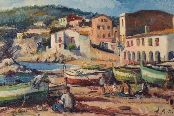 Alberto Muñoz Boquera, Calella De Palafrugell, 1945, Oil on Canvas, Framed-AOI-1106650