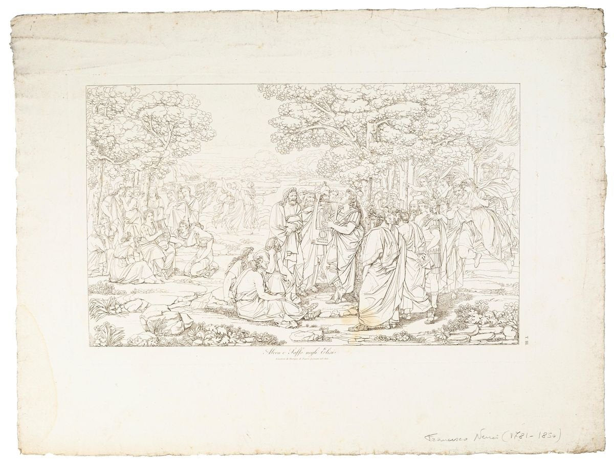 Alceo and Sappho in Elysium - Original Etching by Francesco Nenci - 1805 1805