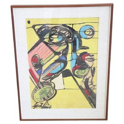 Aldo Gentilini, Abstract Painting, 1960s,Acrylic on Cardboard, Framed-DCO-1413782