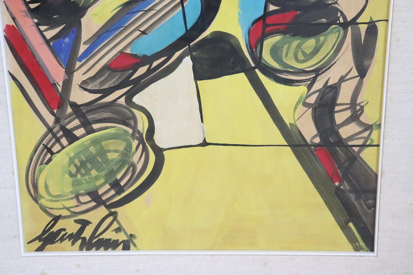 Aldo Gentilini, Abstract Painting, 1960s,Acrylic on Cardboard, Framed