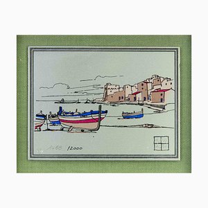 Aldo Riso, Boats on the Seaside, Screenprint, 1970-ZCI-2029791