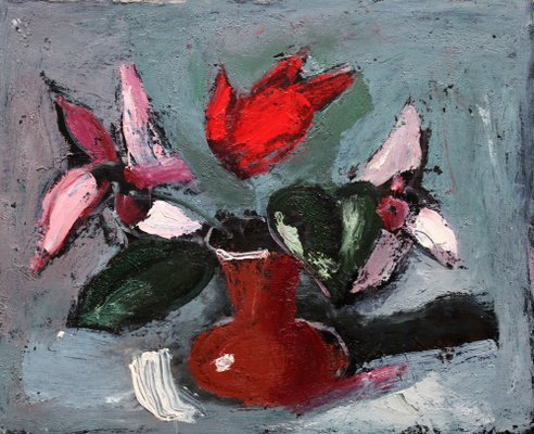 Aleksandr Rodin, Flowers, Oil on Cardboard-FNC-1806276