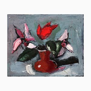 Aleksandr Rodin, Flowers, Oil on Cardboard-FNC-1806276