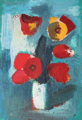 Aleksandr Rodin, Tulips in a Vase #3, Oil on Cardboard-FNC-2029043