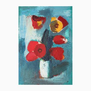 Aleksandr Rodin, Tulips in a Vase #3, Oil on Cardboard-FNC-2029043