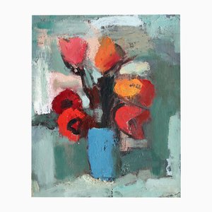 Aleksandr Rodin, Tulips in a Vase #4, Oil on Cardboard-FNC-2029002