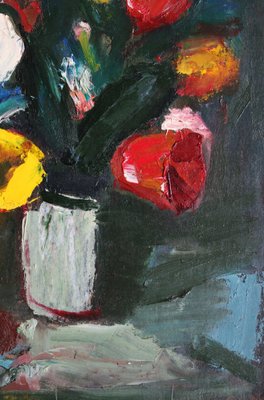 Aleksandr Rodin, Tulips with Pear, Oil on Cardboard-FNC-1806278