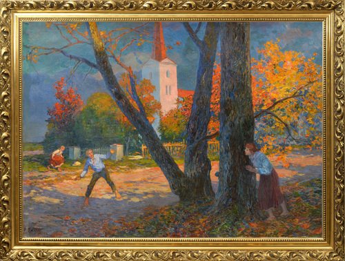 Aleksandrs Apsitis, Children Play, Oil on Canvas