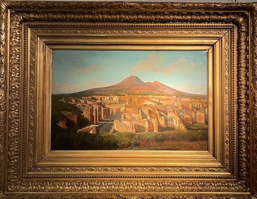 Alessandro La Volpe, View of Pompeii, Oil on Canvas, 1800s, Framed-LQ-1769645