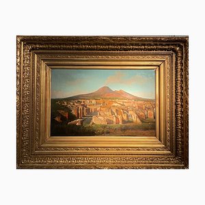 Alessandro La Volpe, View of Pompeii, Oil on Canvas, 1800s, Framed-LQ-1769645