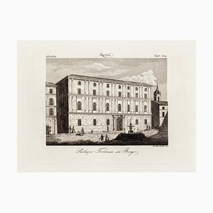 Alessandro Lescano - Borgo Palazzo Torlonia - Original Etching - 19th Century-ZCI-872169