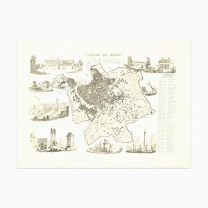 Alessandro Lescano, Map of Ancient Rome, Original Etching, 1848-ZCI-915369