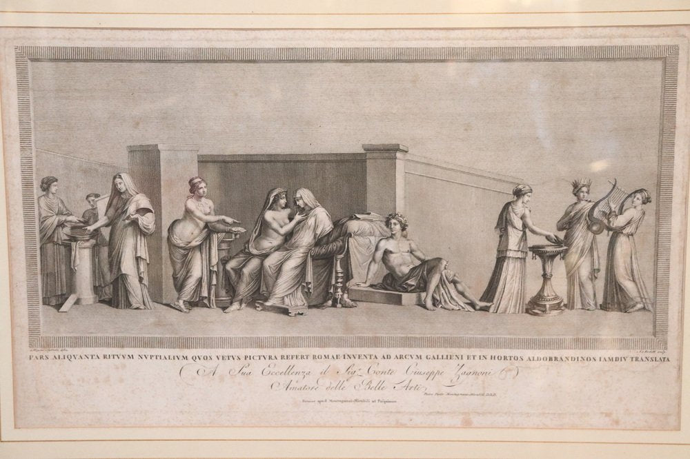 Alessandro Mochetti, Figurative Scene, Etching, 18th Century, Framed