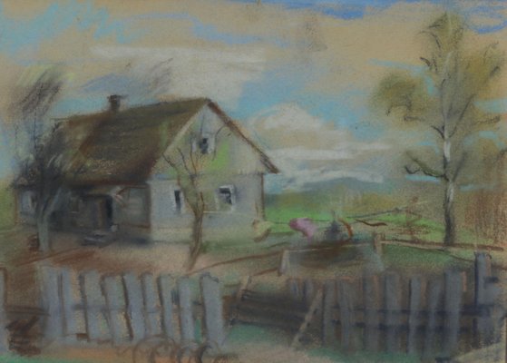 Alexandra Beltsova, Windy Day, 20th Century, Pastel, Framed-WMV-1129687