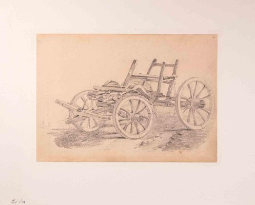 Alexandre Bida, Carriage, Original Drawing, Mid 19th-Century-ZCI-1343904