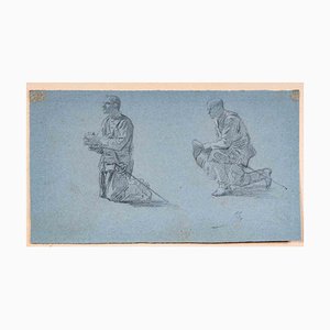 Alexandre Bida, Men, Pencil Drawing, Mid-19th Century-ZCI-1343932