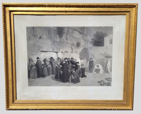 Alexandre Bida, The Jews in Front of the Solomon Wall, Engraving, 19th Century, Framed-SYQ-1700877