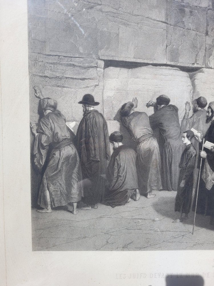 Alexandre Bida, The Jews in Front of the Solomon Wall, Engraving, 19th Century, Framed