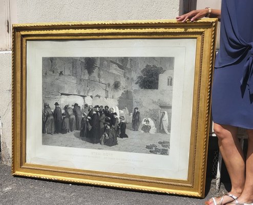 Alexandre Bida, The Jews in Front of the Solomon Wall, Engraving, 19th Century, Framed-SYQ-1700877