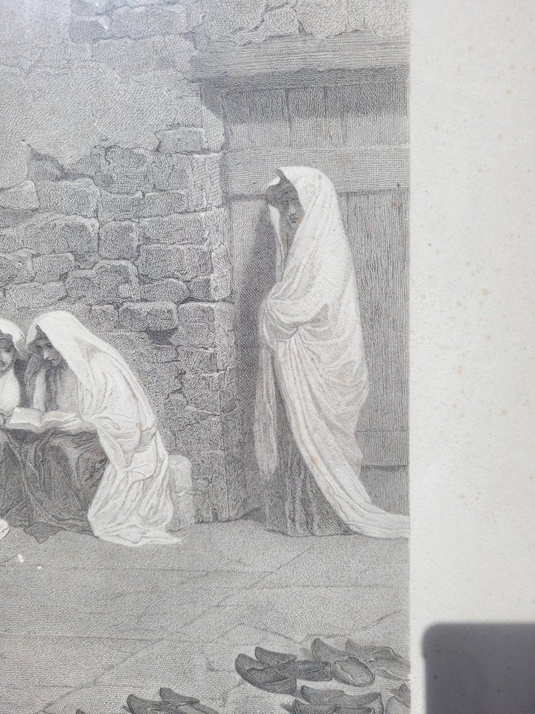 Alexandre Bida, The Jews in Front of the Solomon Wall, Engraving, 19th Century, Framed