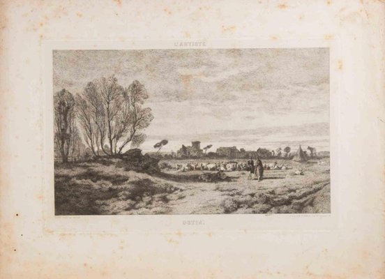 Alexandre Segé, View of Ostia, Etching, 1860s-ZCI-2032720