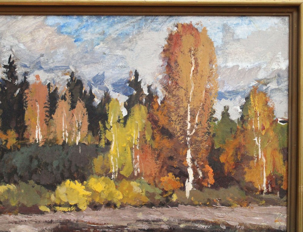 Alfejs Bromults, Autumn Mood, Oil on Cardboard