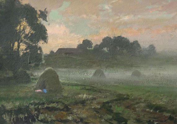 Alfejs Bromults, Morning Fog, 1965, Oil on Cardboard-FNC-1800240