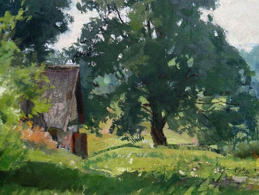 Alfejs Bromults, Summer Day, Oil on Cardboard-FNC-1800140