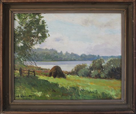 Alfejs Bromults, The Lake Anna, 1990, Oil on Cardboard-FNC-2034792