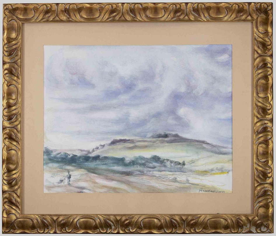 Alfonso Avanessian, Landscape, Watercolor, 1990s, Framed