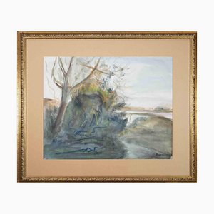 Alfonso Avanessian, Landscape, Watercolor, 1990s, Framed-ZCI-1788889