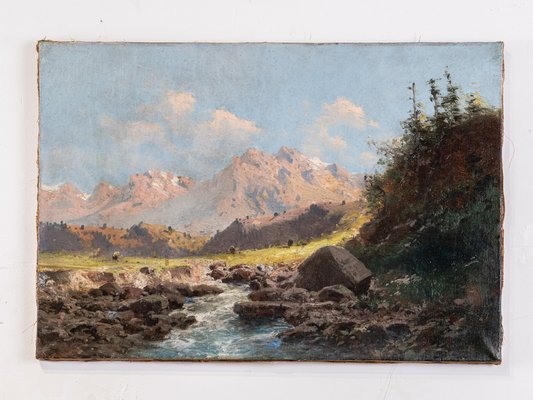 Alfred Godchaux, Pyrenees Landscape, 1800s, Oil on Canvas-VJZ-1623851