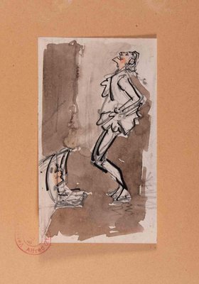 Alfred Grevin, Figure, Ink & Pencil Drawing, Late 19th Century-ZCI-1343929