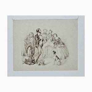 Alfred Grevin, Gathering, Original Drawing, Late-19th-Century-ZCI-1261064