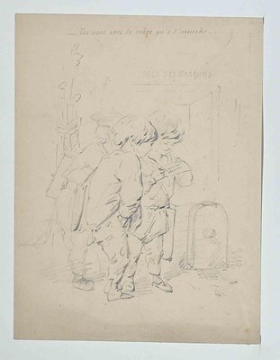 Alfred Grevin, Kids, Original Drawing, Late-19th-Century-ZCI-1261086