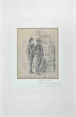 Alfred Grevin, Men in the Outdoor, Original Drawing, Late 19th-Century-ZCI-1298873