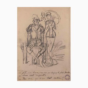 Alfred Grevin, The Gentleman and the Woman With the Sunshade, Late 19th-Century, Pencil-ZCI-1283805