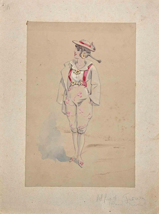 Alfred Grevin, You Girl, Original Drawing, Late-19th-Century