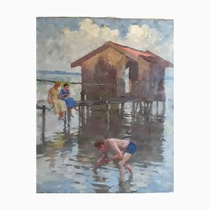 Alfred Schmidt, Am Chiemsee, Oil Painting, Munich, 1930s-HOI-980274