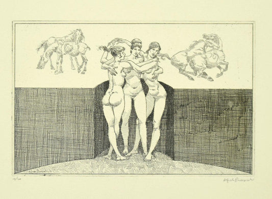 Alfredo Brasioli - Nude Women - Original Etching - Late 20th Century