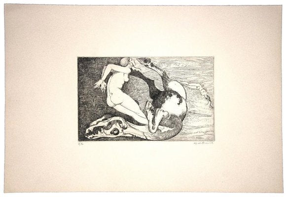 Alfredo Brasioli, Women and Horses, Etching, 1970s-ZCI-845008