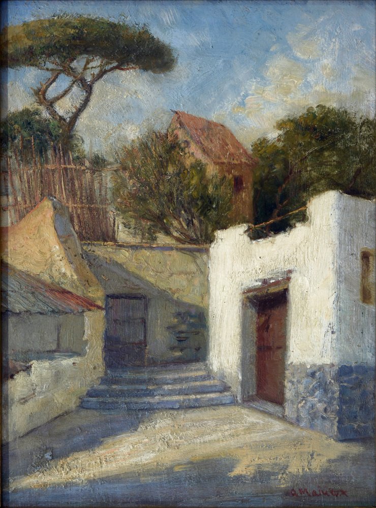 Alfredo Mahieux, Forio Di Ischia, August Afternoon, 1949, Oil on Panel