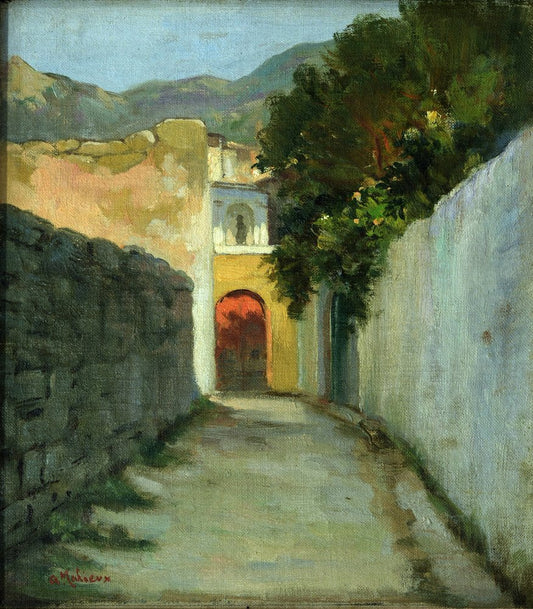 Alfredo Mahieux, Roads of Ischia, 1949, Oil on Wood, Framed