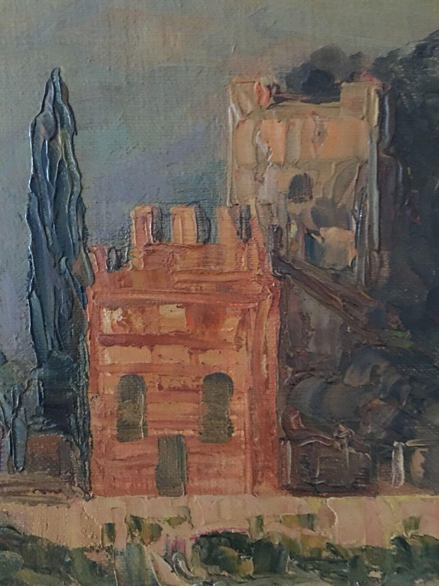 Alfredo Müller, 1869-1940, Castle on Water, Oil on Cardboard