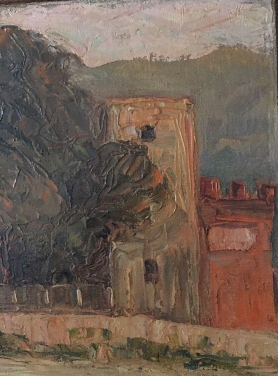 Alfredo Müller, 1869-1940, Castle on Water, Oil on Cardboard