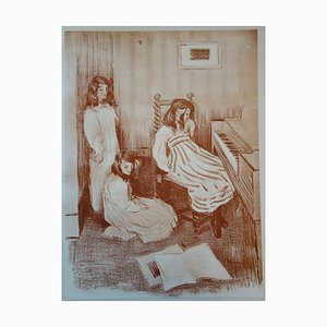 Alfredo MULLER - Bouderie, Lithographie originale signée (1897)-KHH-543545