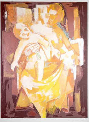 Alfredo Romagnoli, Mother and Child, Lithograph, 1970s-ZCI-1403520