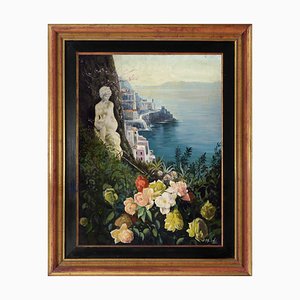 Alfredo Santini, Costiera Amalfitana, Oil on Canvas, Italy, Framed-VHF-1231358